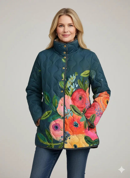 Clarinda | Quiltet jakke med vintageblomster – Flerfarget