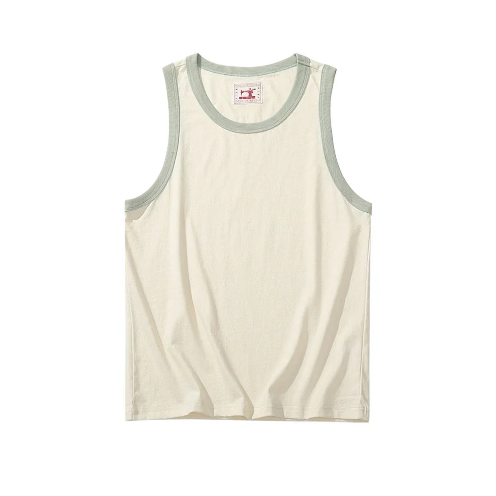 Oversized Tanktopp i 100 % Bomull til Herre – Ermeløs Retro Topp