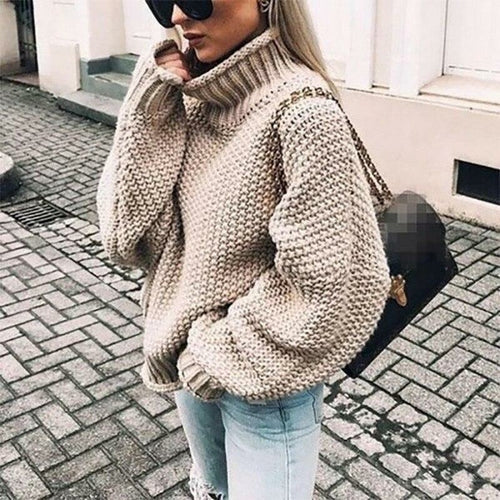 Strikkede vintergensere for kvinner Pullover