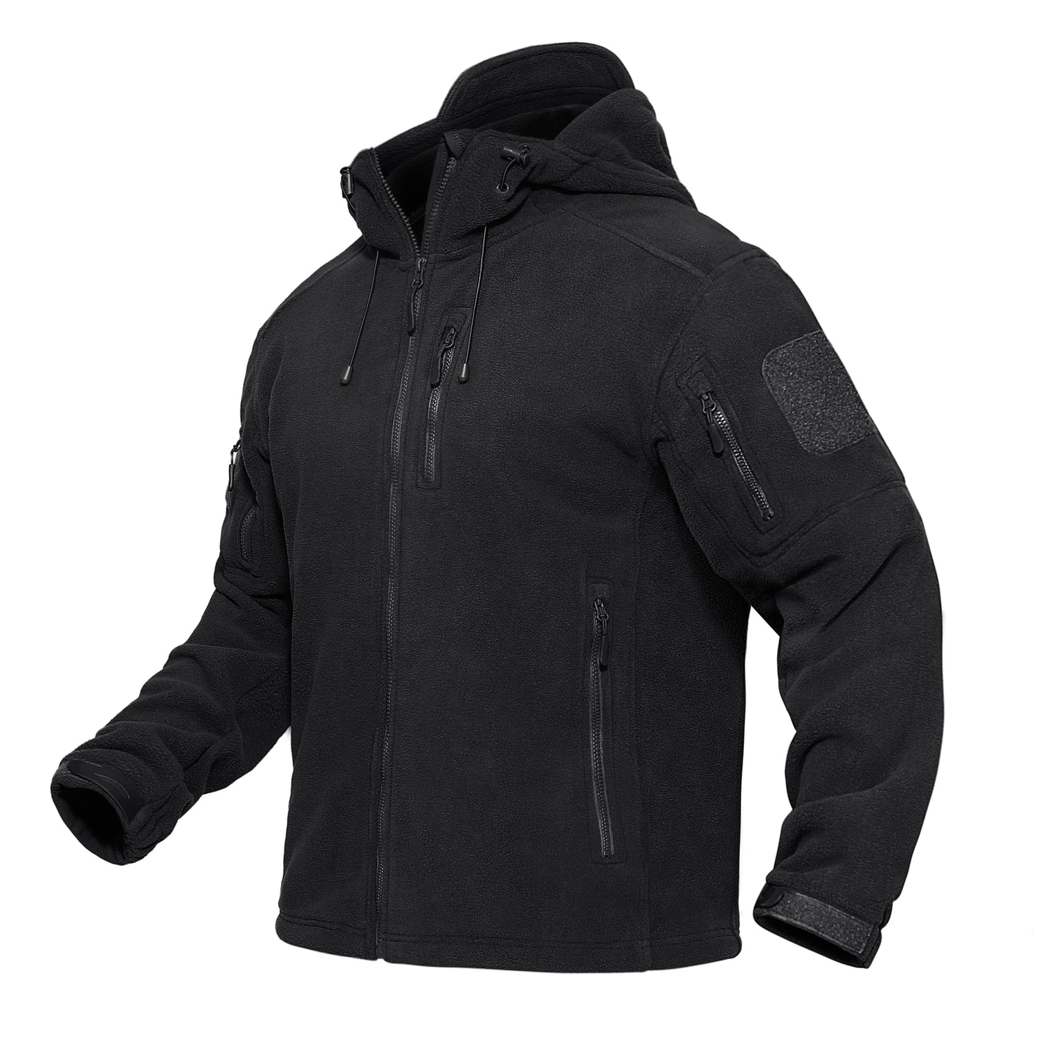 Herre Fleecejakke med Hette – Varm &amp; Vindbeskyttende | Full-Zip Ytterjakke til Vår &amp; Vinter