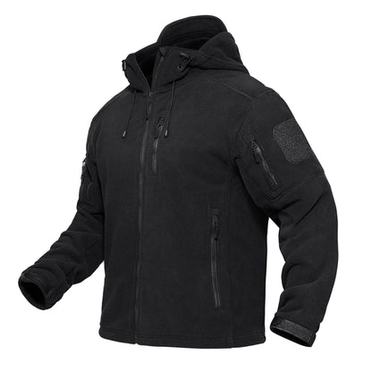 Herre Fleecejakke med Hette – Varm &amp; Vindbeskyttende | Full-Zip Ytterjakke til Vår &amp; Vinter
