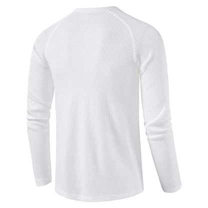 Herre T-skjorte i Vaffelstruktur – Slim Fit Langermet Henley i Bomull (Vår 2025)