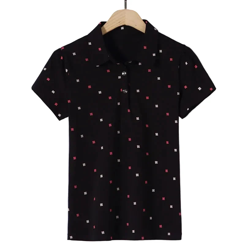 Kortermet Bomullsskjorte til Dame – Slim Fit Sommertopp med Print