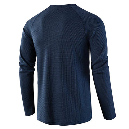 Herre T-skjorte i Vaffelstruktur – Slim Fit Langermet Henley i Bomull (Vår 2025)