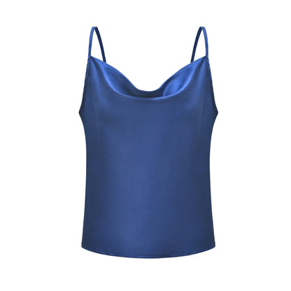 Hvit Satin Camitopp til Dame – Silkemyk Sommer Singlet med Stropper