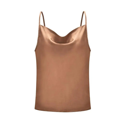 Hvit Satin Camitopp til Dame – Silkemyk Sommer Singlet med Stropper
