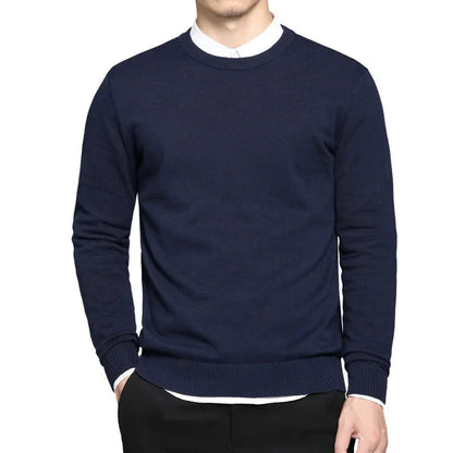 Klassisk Herregenser i Bomull – Tynn O-hals Strikkegenser | Enkel og Komfortabel Pullover til Vår og Høst (M–4XL)