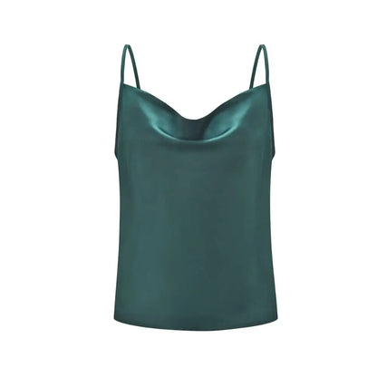 Hvit Satin Camitopp til Dame – Silkemyk Sommer Singlet med Stropper