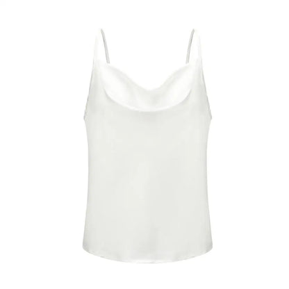 Hvit Satin Camitopp til Dame – Silkemyk Sommer Singlet med Stropper