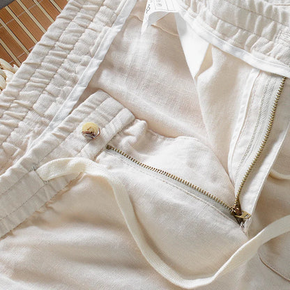 100 % Italienske Linbukser for Menn – Løse og Komfortable med Elastisk Liv | Plus Size Tilgjengelig