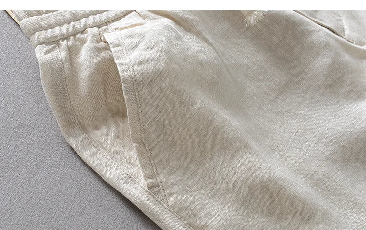 100 % Italienske Linbukser for Menn – Løse og Komfortable med Elastisk Liv | Plus Size Tilgjengelig