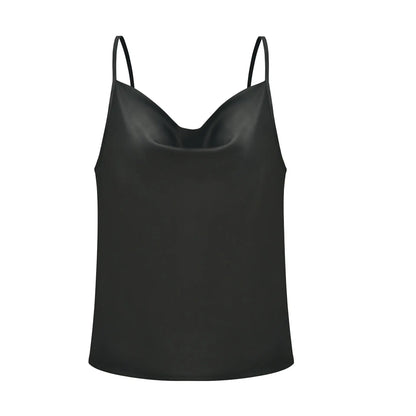 Hvit Satin Camitopp til Dame – Silkemyk Sommer Singlet med Stropper