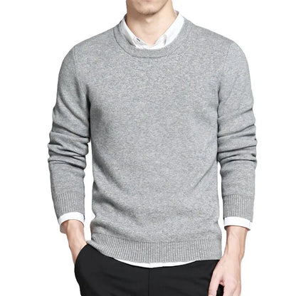 Klassisk Herregenser i Bomull – Tynn O-hals Strikkegenser | Enkel og Komfortabel Pullover til Vår og Høst (M–4XL)