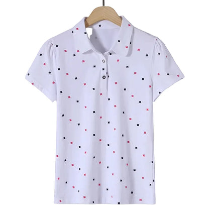Kortermet Bomullsskjorte til Dame – Slim Fit Sommertopp med Print