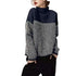 Geometrisk Strikkegenser med Høy Hals – Myk & Varm Pullover i Flerfarget Design (Høst/Vinter) – Marineblå