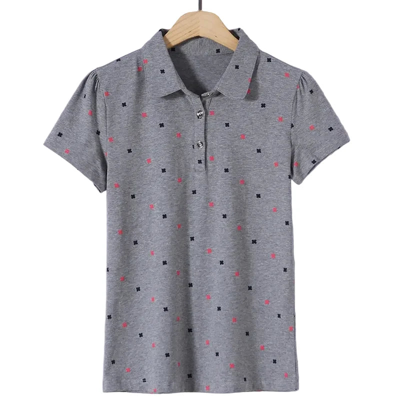 Kortermet Bomullsskjorte til Dame – Slim Fit Sommertopp med Print