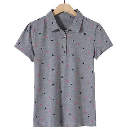 Kortermet Bomullsskjorte til Dame – Slim Fit Sommertopp med Print