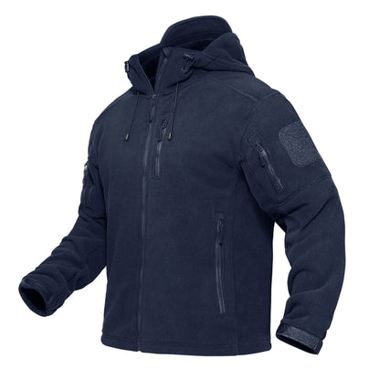 Herre Fleecejakke med Hette – Varm &amp; Vindbeskyttende | Full-Zip Ytterjakke til Vår &amp; Vinter