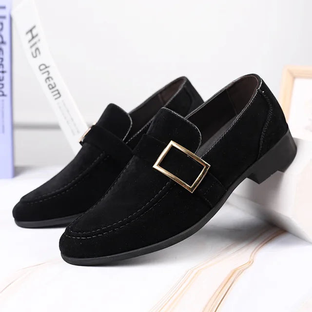Business-loafers i semsket skinn