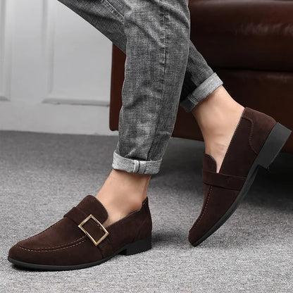 Business-loafers i semsket skinn