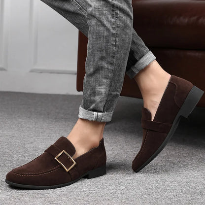 Business-loafers i semsket skinn
