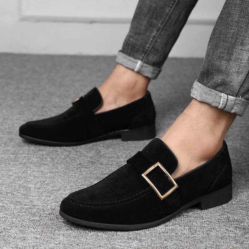 Business-loafers i semsket skinn