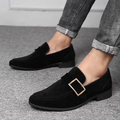 Business-loafers i semsket skinn