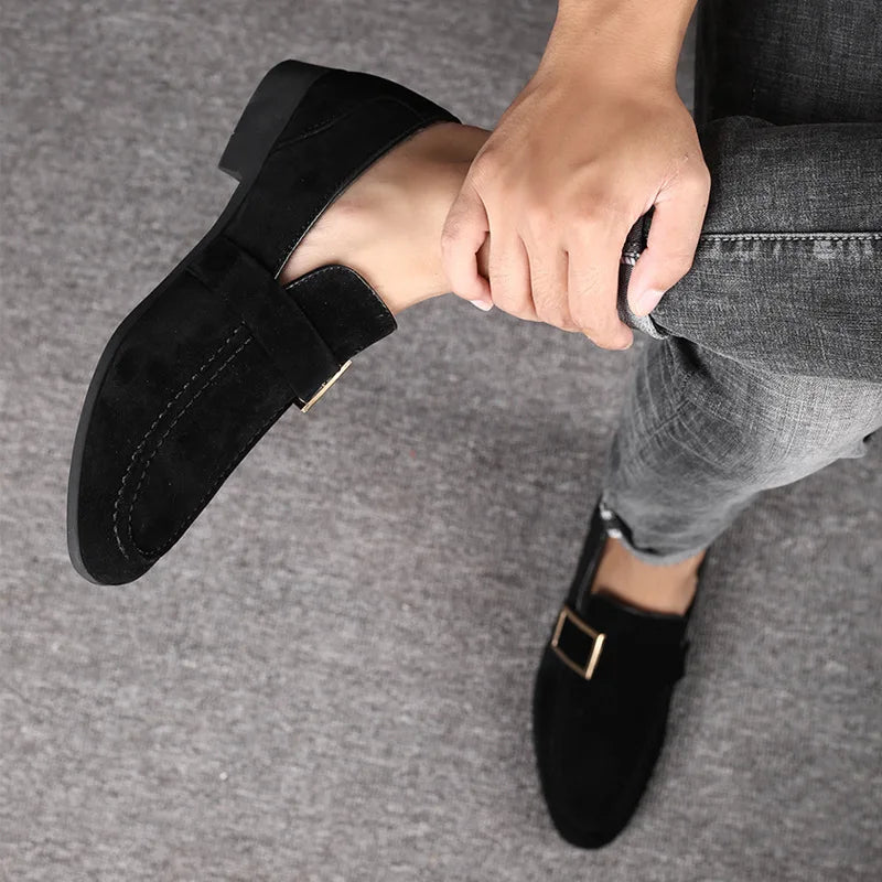 Business-loafers i semsket skinn