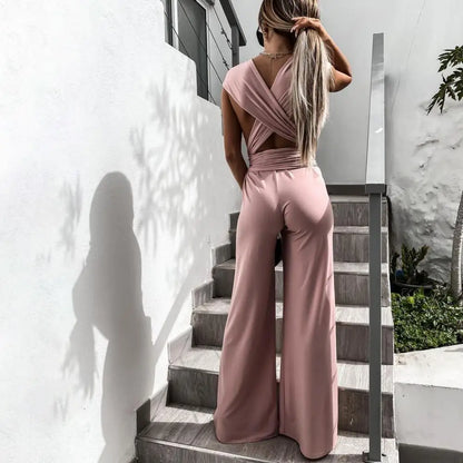 Elegant jumpsuit med korsrygg