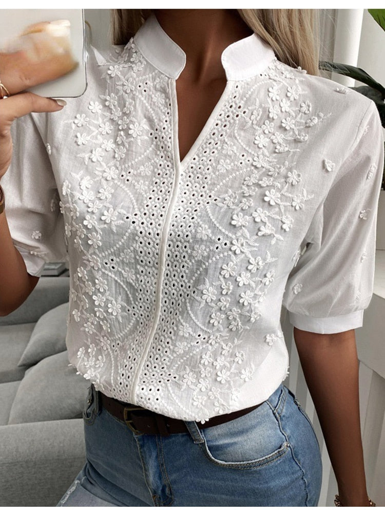 Elegant, kortermet bluse