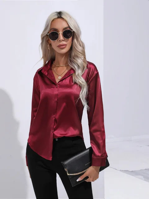 Elegant bluse i sateng