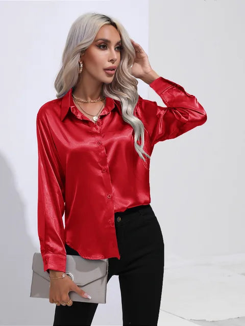 Elegant bluse i sateng
