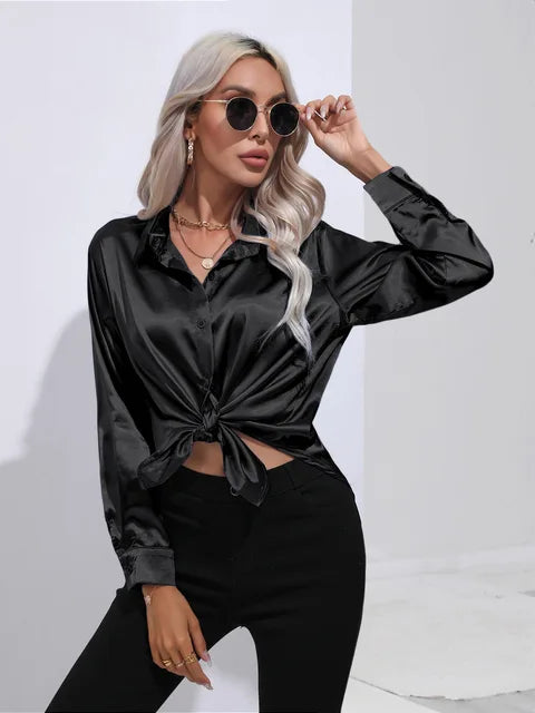 Elegant bluse i sateng