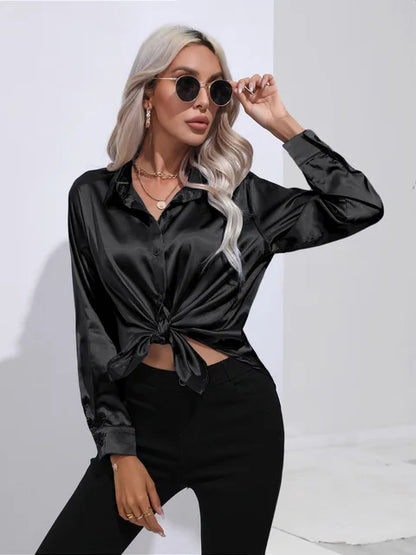 Elegant bluse i sateng