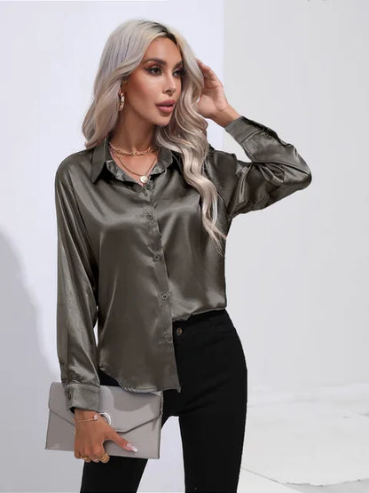 Elegant bluse i sateng