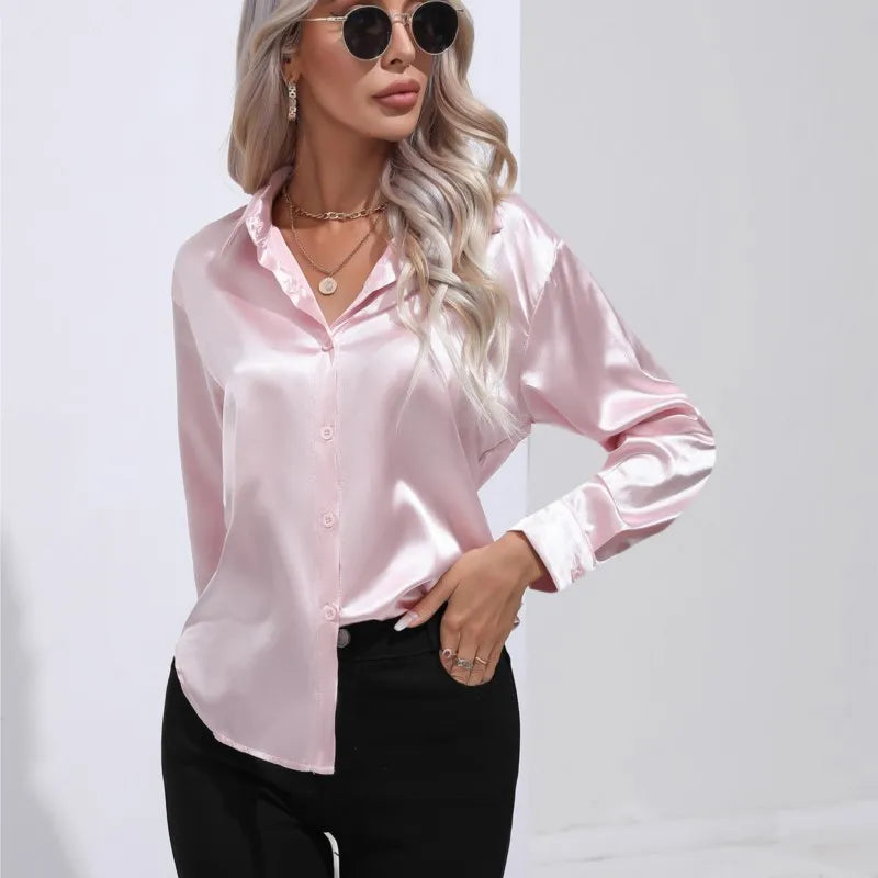 Elegant bluse i sateng
