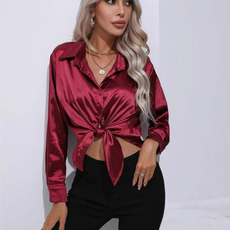 Elegant bluse i sateng