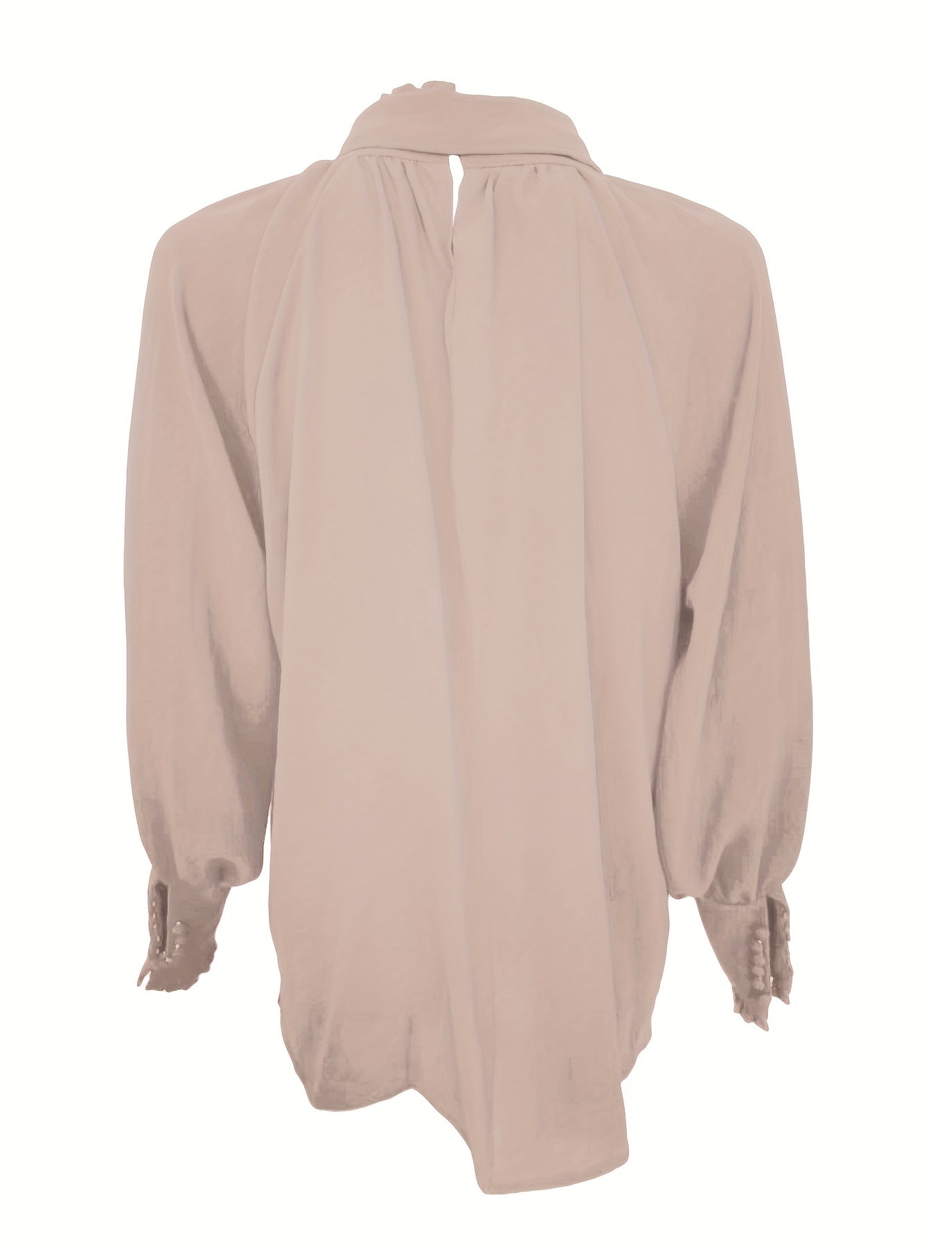 Bluse med lange ermer og knytning i halsen