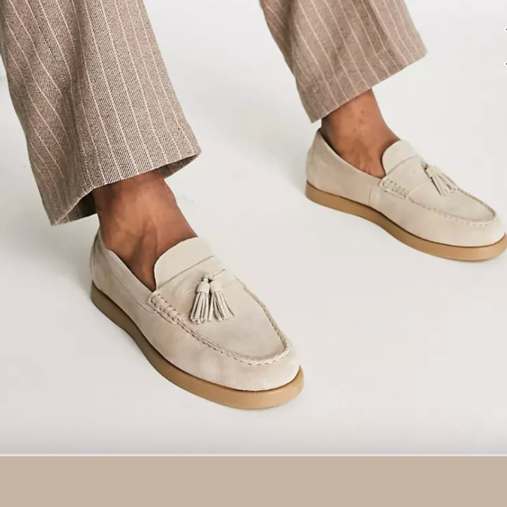 Klassiske loafers i semsket skinn for menn