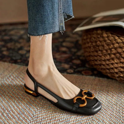 Leah | Slingbacks med lav hæl i semsket skinn med bissel