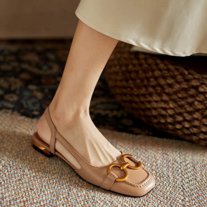 Leah | Slingbacks med lav hæl i semsket skinn med bissel