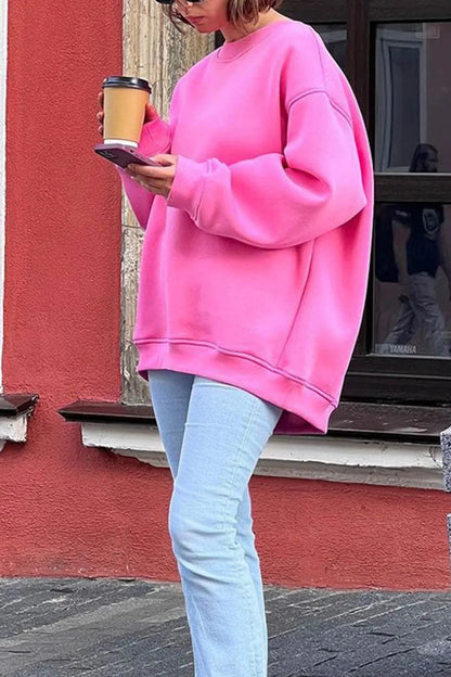 Kvinne Oversized sweatshirt med rund hals