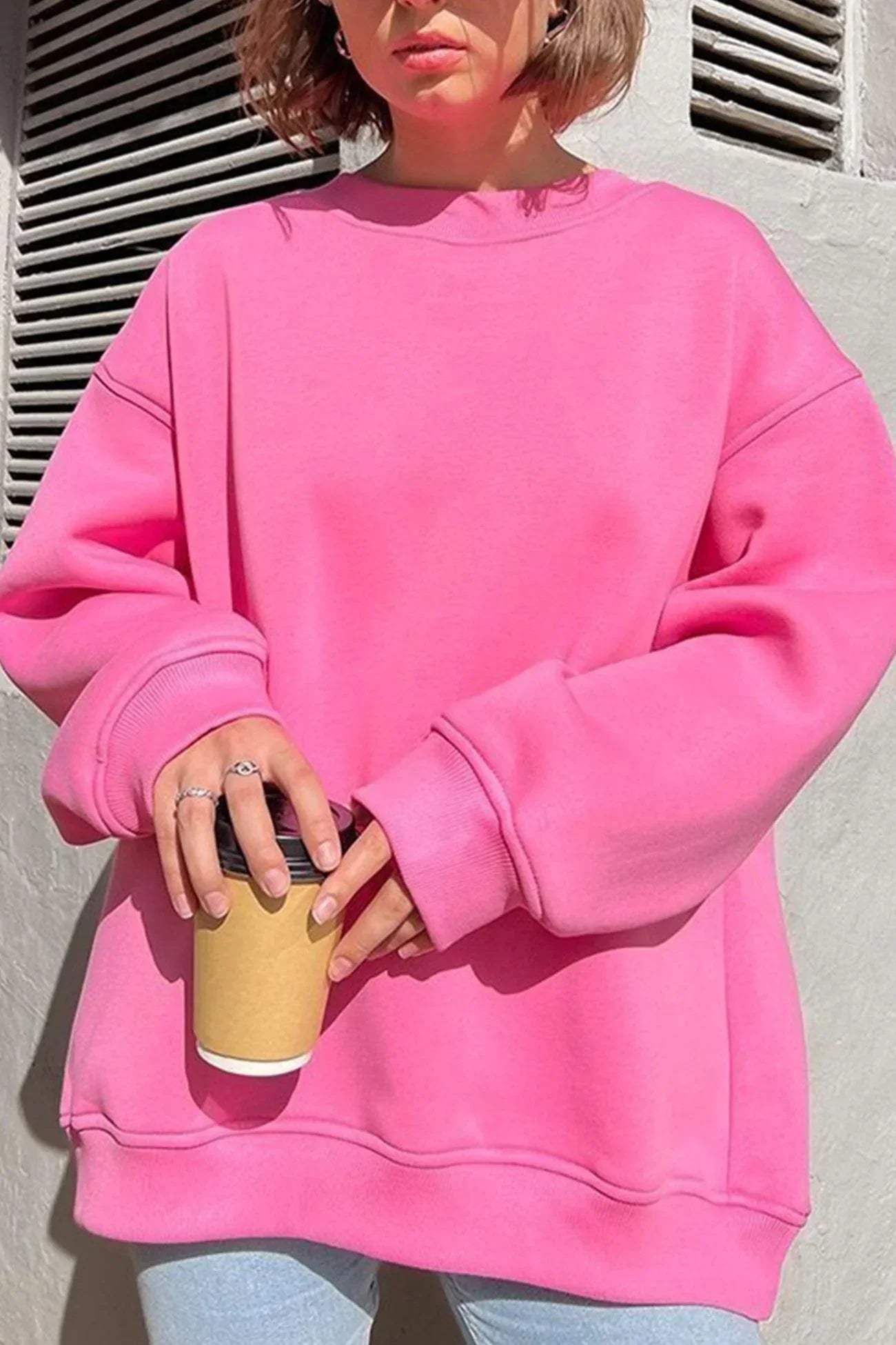 Kvinne Oversized sweatshirt med rund hals