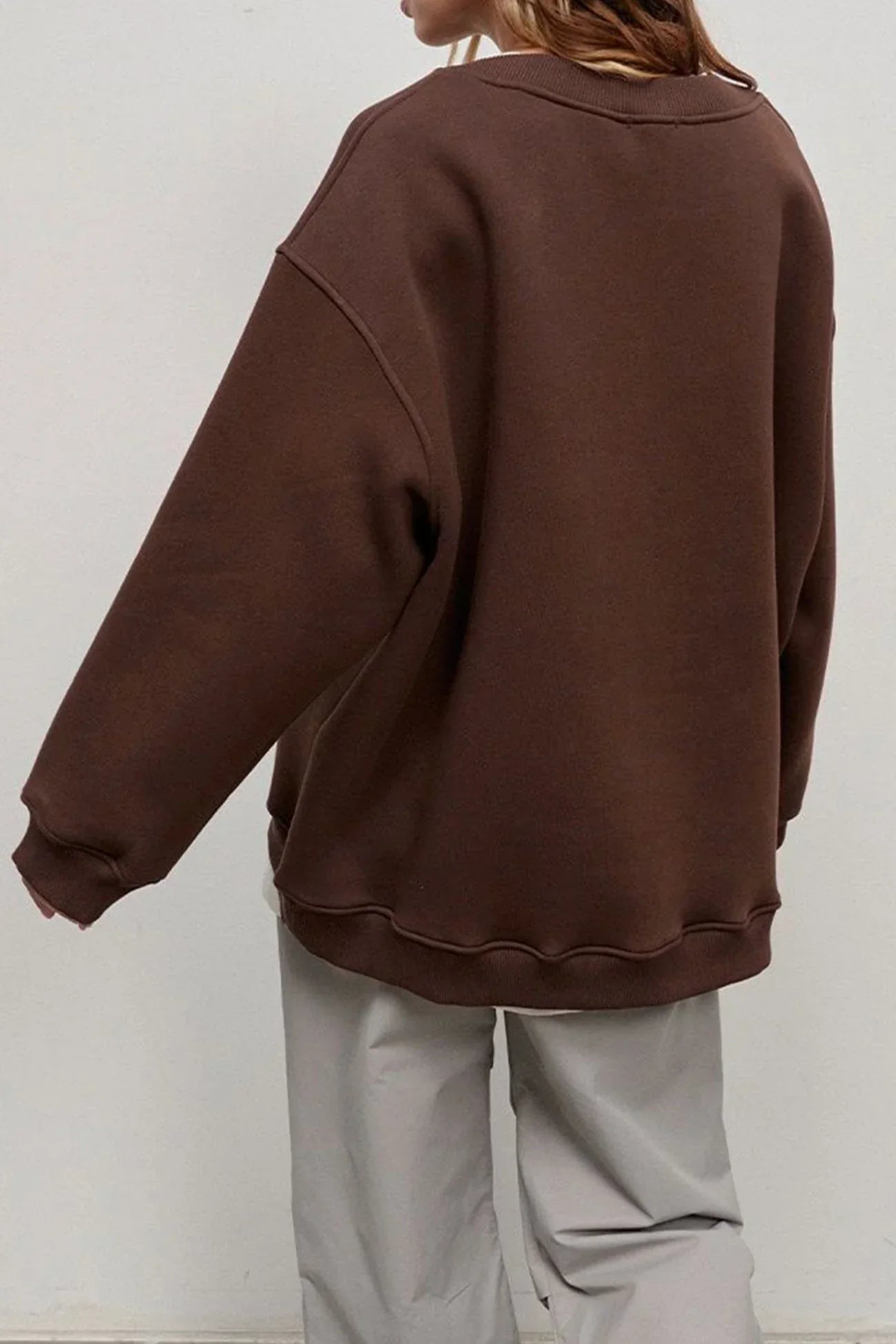 Kvinne Oversized sweatshirt med rund hals