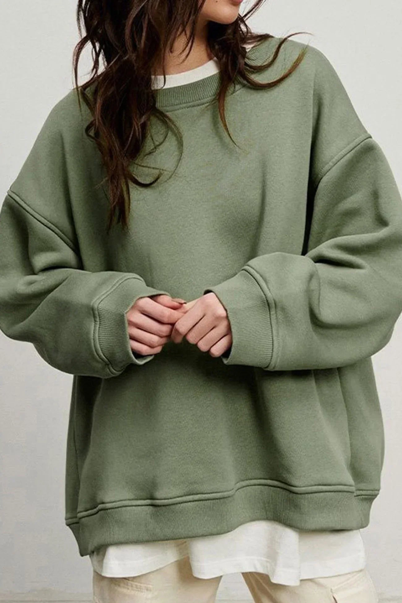 Kvinne Oversized sweatshirt med rund hals