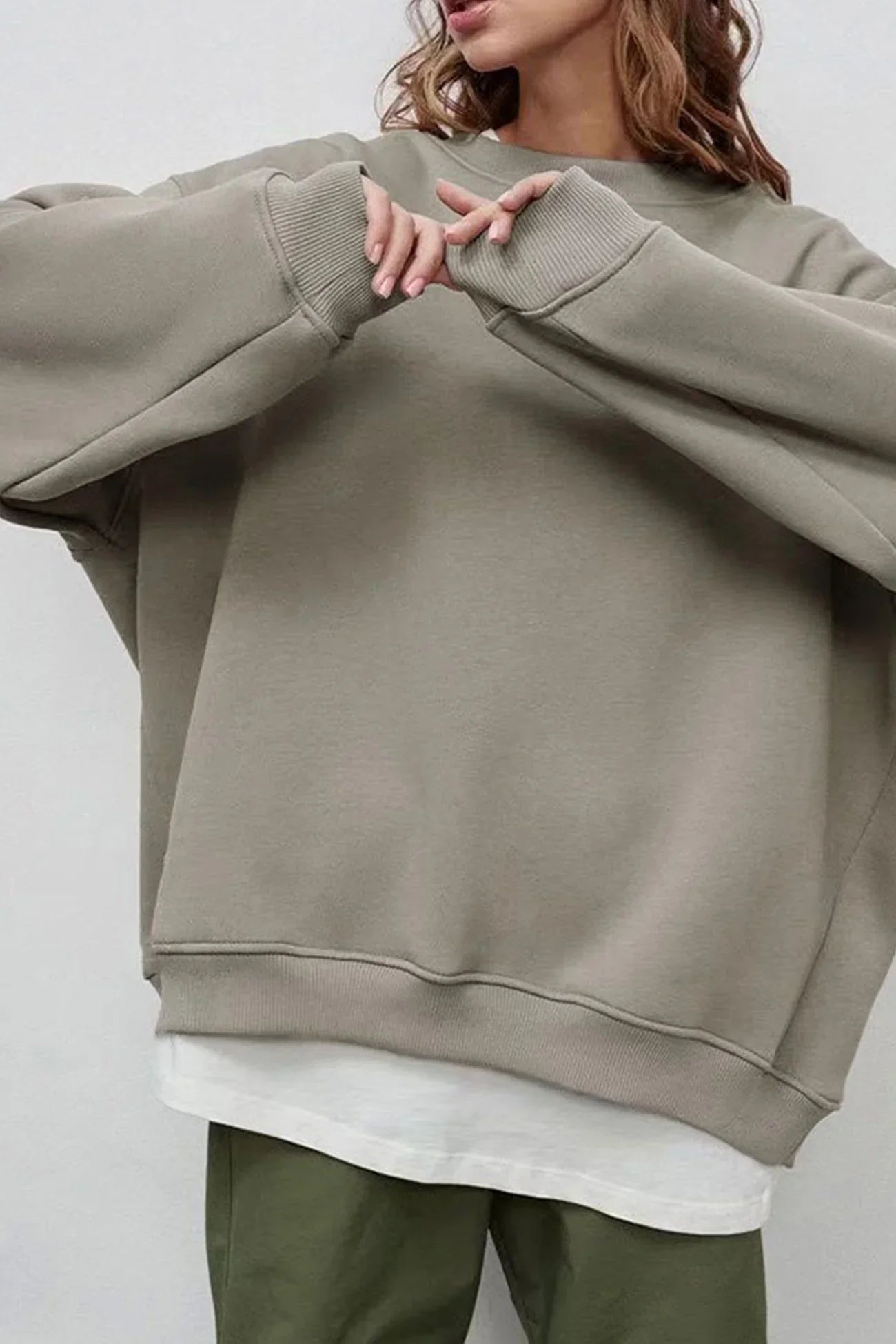 Kvinne Oversized sweatshirt med rund hals