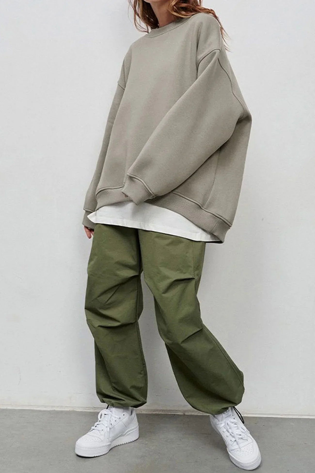 Kvinne Oversized sweatshirt med rund hals