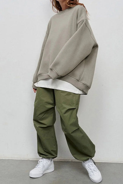 Kvinne Oversized sweatshirt med rund hals