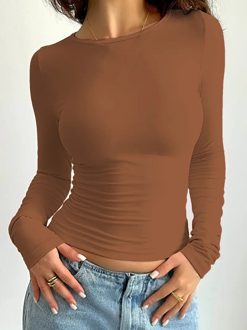 Dame Slim Fit Langermet Topp