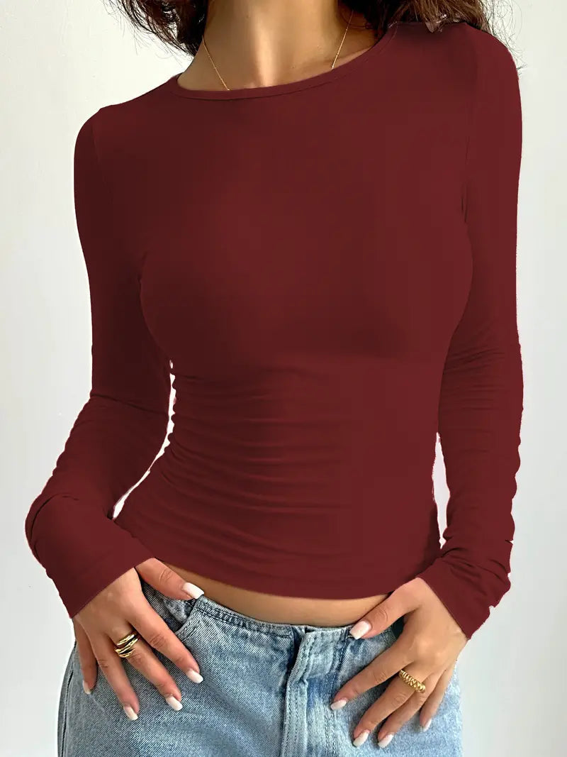 Dame Slim Fit Langermet Topp